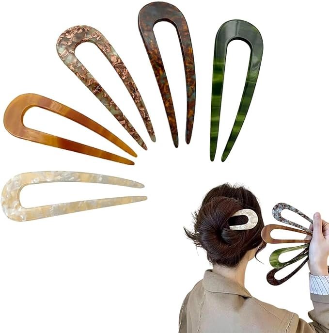 Lot de pics à chignon vintage imitation écaille, style rétro, en plusieurs coloris.