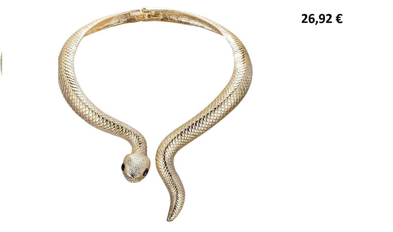 Collier doré serpent style vintage rétro
