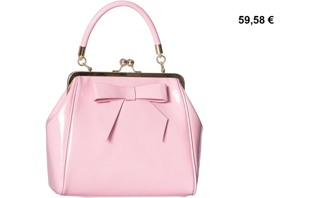 Sac à main vintage rose bonbon avec anse rigide, fermoir rétro doré et nœud décoratif.